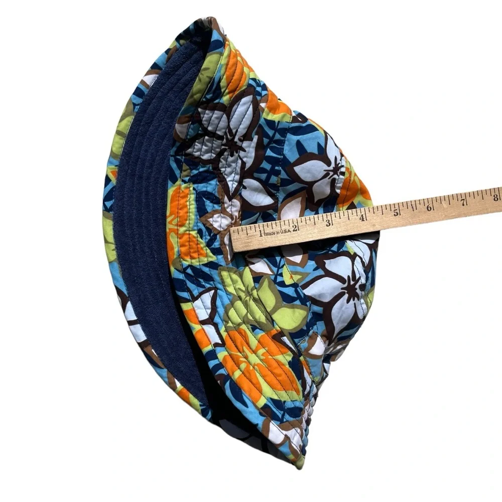 One Step Ahead Kid’s Medium Navy Blue, Tropical Flowers UV Protection Bucket Hat